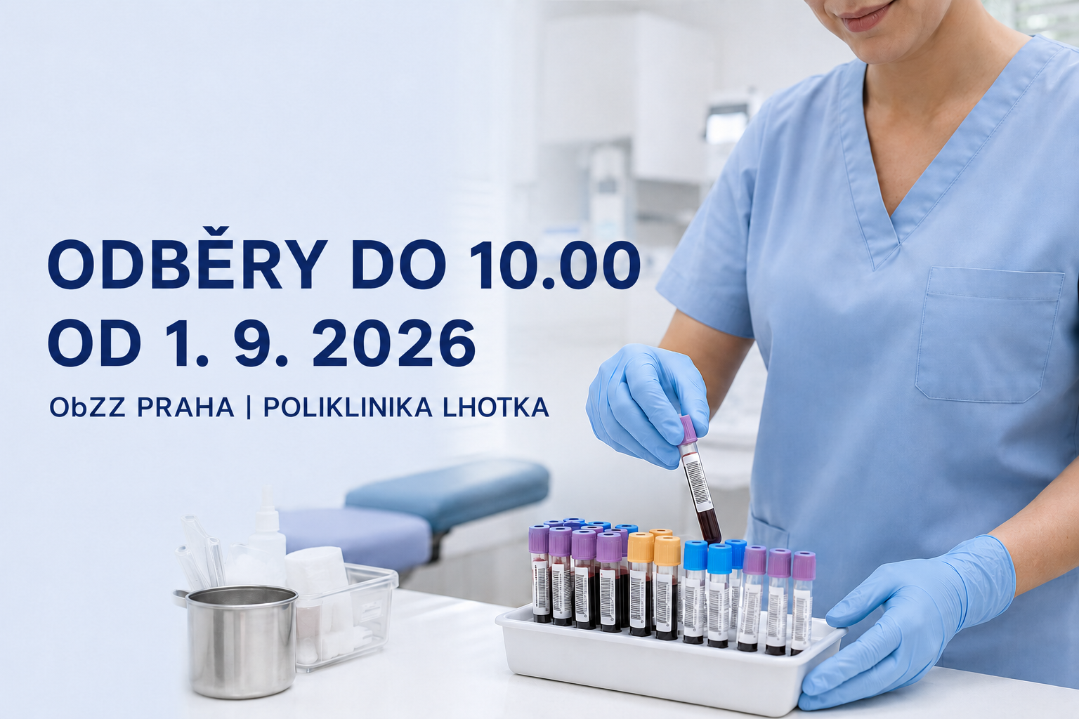 Od 1. září prodlužujeme provozní dobu odběrové místnosti